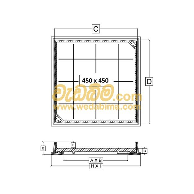 400mm x 400mm Clear Open Recessed Type Double Seal Cast-Iron Manhole Cover with Frame