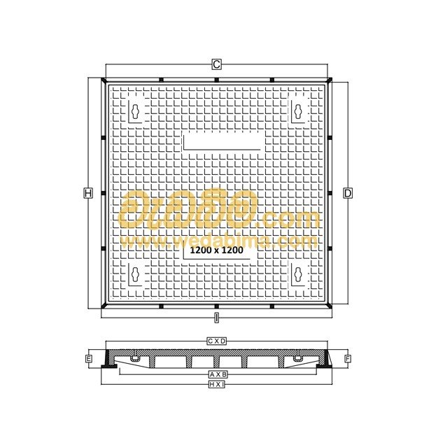 950mm x 950mm Clear Open Double Seal Cast-Iron Manhole Cover with Frame