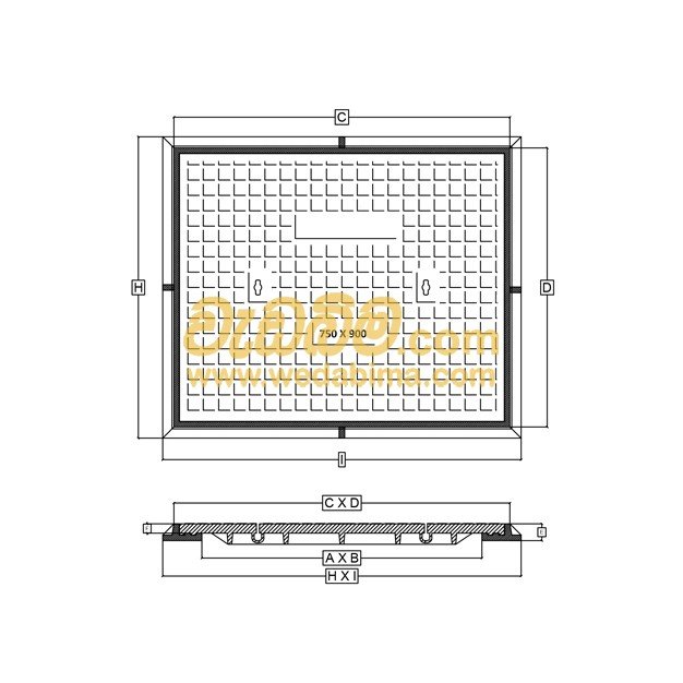 600mm x 450mm Clear Open Double Seal Cast-Iron Manhole Cover with Frame